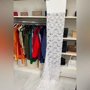Elegant White Floral Lace Fabric